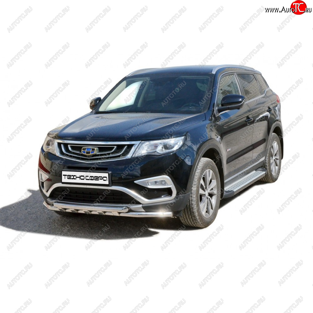 24 999 р. Защита передатруба двойная нержавейка d51, Техно Сфера  Geely Atlas  NL3 (2016-2022) (Нержавейка)  с доставкой в г. Санкт‑Петербург