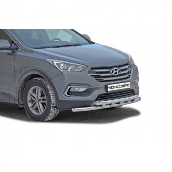 26 999 р. Защита переда труба двойная нержавейка d63,5, Техно Сфера  Hyundai Santa Fe  DM (2015-2019) рестайлинг (Нержавейка)  с доставкой в г. Санкт‑Петербург. Увеличить фотографию 1