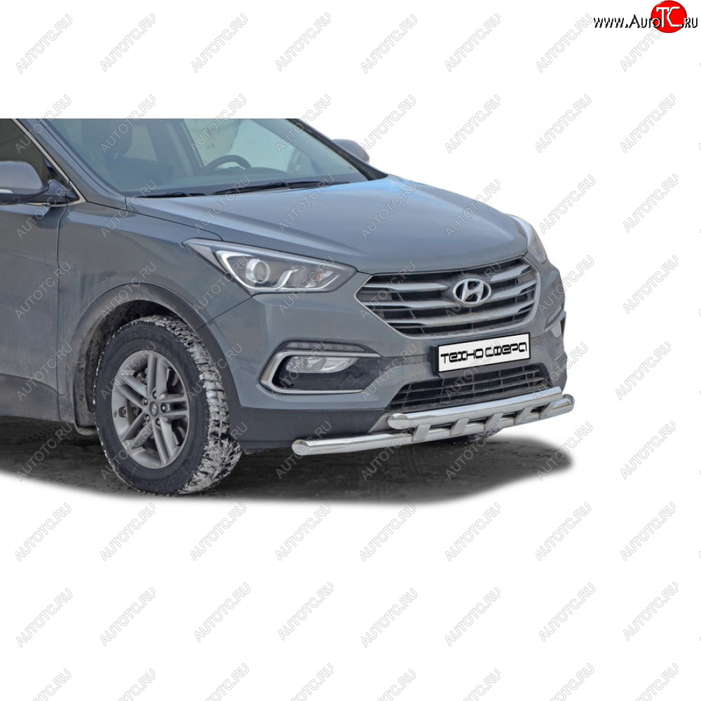 26 999 р. Защита переда труба двойная нержавейка d63,5, Техно Сфера  Hyundai Santa Fe  DM (2015-2019) рестайлинг (Нержавейка)  с доставкой в г. Санкт‑Петербург