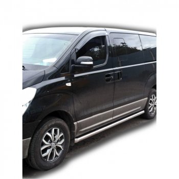 9 899 р. Защита порогов труба крашенная d63,5, Техно Сфера  Hyundai Starex/Grand Starex/H1  2 TQ (2007-2024) дорестайлинг, 1 рестайлинг, 2 рестайлинг (Черный матовый)  с доставкой в г. Санкт‑Петербург. Увеличить фотографию 1