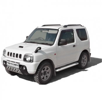 7 999 р. Защита порогов с алюминиевым листом крашенная d63.5, Техно Сфера Suzuki Jimny JB23/JB43 1-ый рестайлинг (2002-2012) (Черный матовый)  с доставкой в г. Санкт‑Петербург. Увеличить фотографию 1