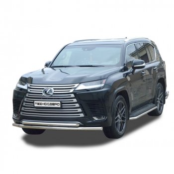 13 199 р. Защита переда труба двойная крашенная d63, d51, Техно Сфера Lexus LX600 J310 (2021-2022) (Черный матовый)  с доставкой в г. Санкт‑Петербург. Увеличить фотографию 1