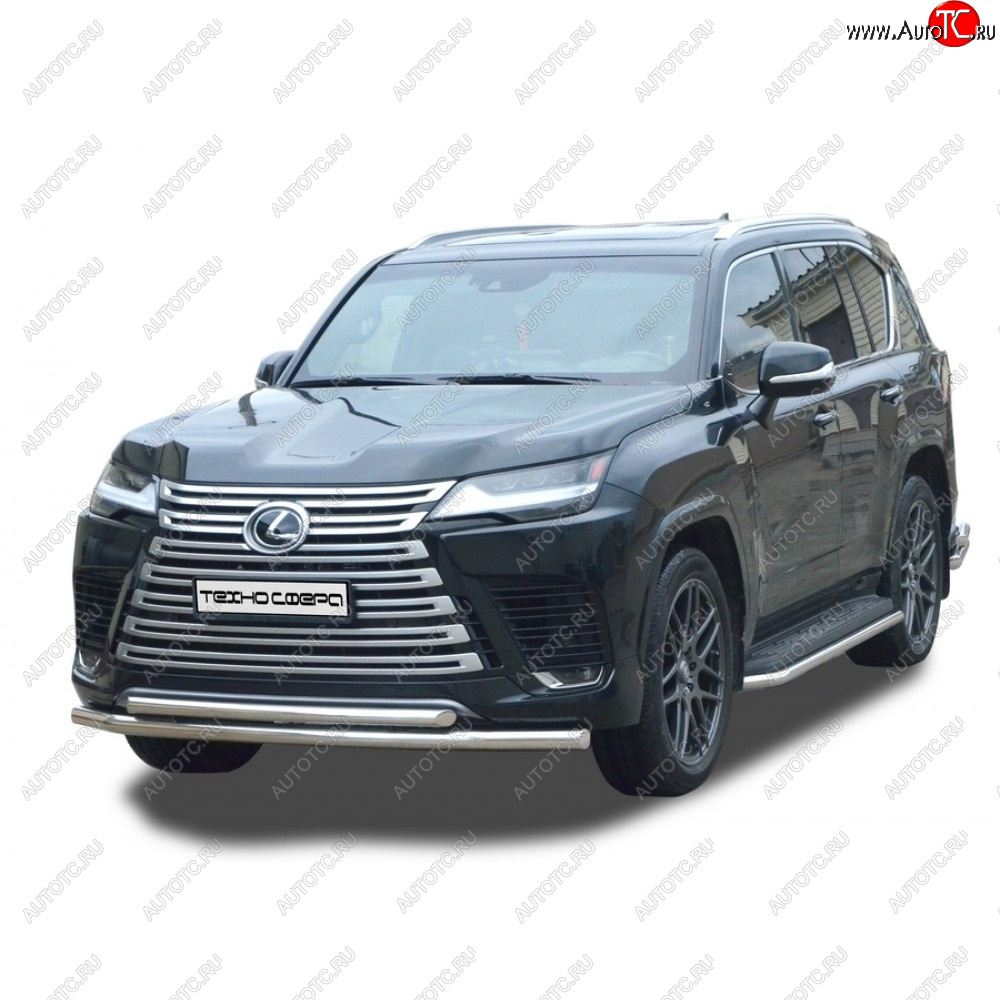 36 999 р. Защита переда труба двойная нержавейка d63, d51, Техно Сфера  Lexus LX600  J310 (2021-2022) (Нержавейка)  с доставкой в г. Санкт‑Петербург