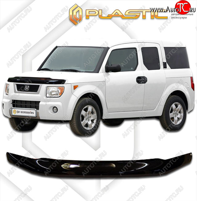 1 839 р. Дефлектор капота CA-Plastic  Honda Element  1 (2003-2008) YH дорестайлинг, YH 1-ый рестайлинг (classic черный, без надписи)  с доставкой в г. Санкт‑Петербург