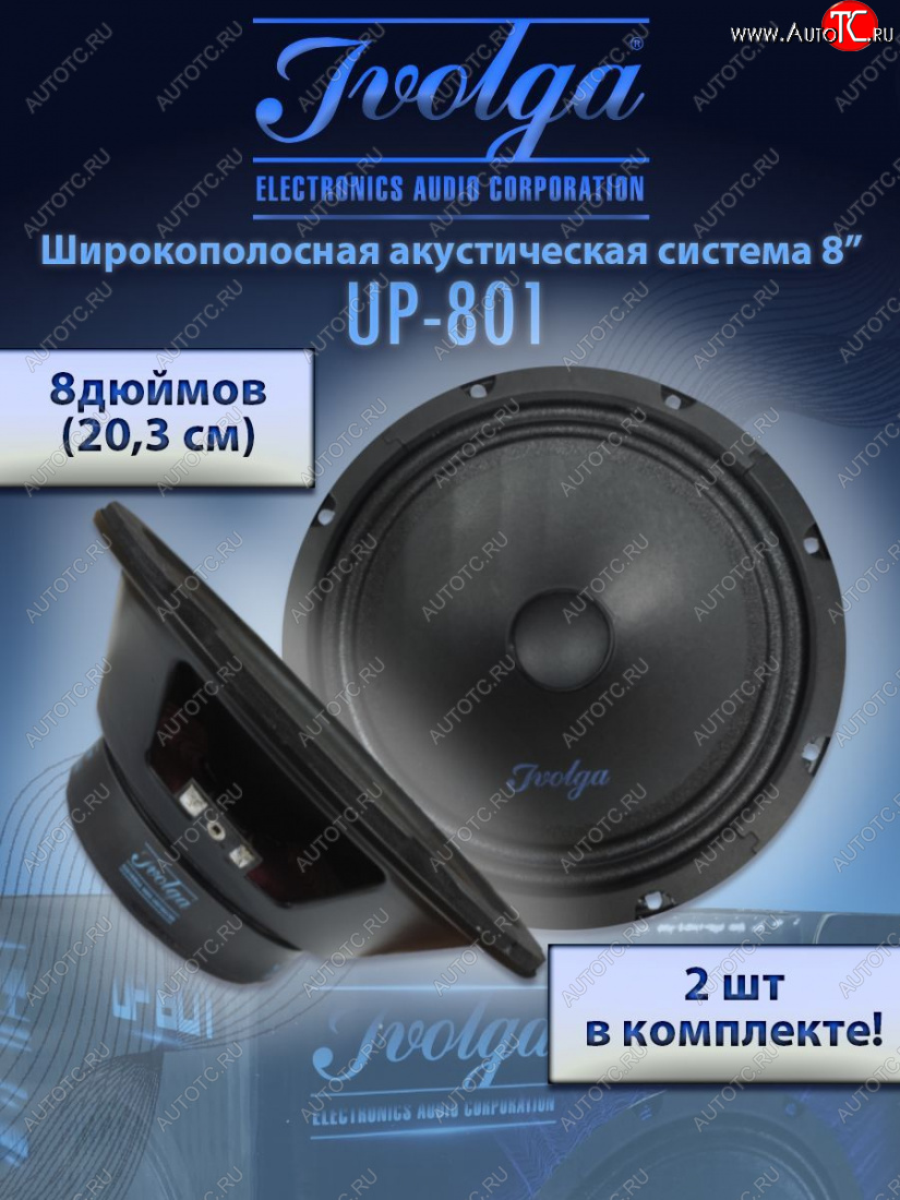 2 999 р. Широкополосные колонки (20,3 см/8) Ivolga UP-801 КамАЗ 43255 рестайлинг (2010-2024)  с доставкой в г. Санкт‑Петербург