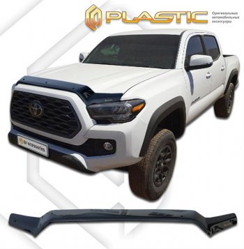 1 839 р. Дефлектор капота CA-Plastic  Toyota Tacoma  N300 (2016-2023) PickUp DoubleCab дорестайлинг, PickUp DoubleCab рестайлинг (Classic черный)  с доставкой в г. Санкт‑Петербург. Увеличить фотографию 1