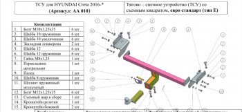 9 399 р. Фаркоп (шар E) Авто-Арсенал  Hyundai Creta  GS (2015-2021) дорестайлинг, рестайлинг  с доставкой в г. Санкт‑Петербург. Увеличить фотографию 8