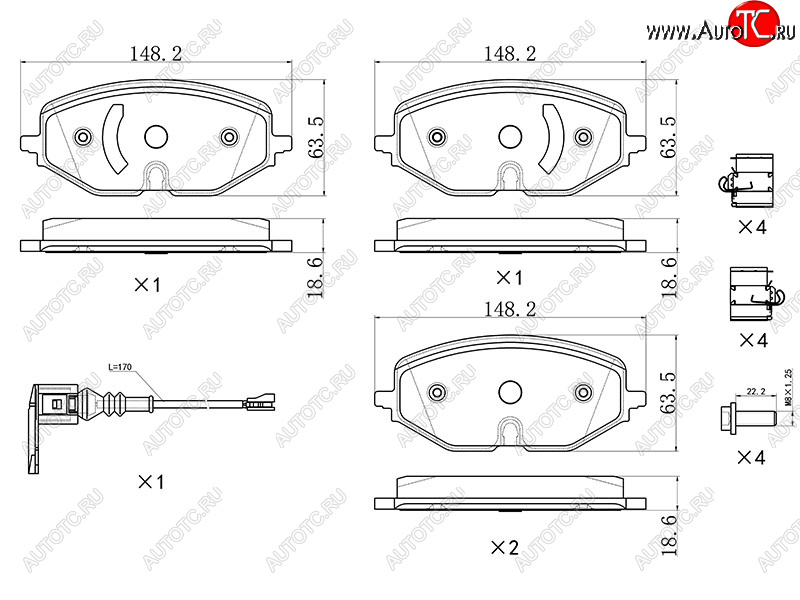 1 739 р. Колодки тормозные перед FL-FR SAT  Skoda Octavia  A8 (2019-2022), Volkswagen Golf  8 (2019-2024) (с датчиком износа и крепления)  с доставкой в г. Санкт‑Петербург