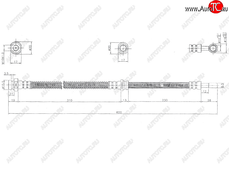 979 р. Шланг тормозной перед (Таиланд) LH=RH SAT Mitsubishi Outlander CW0W дорестайлинг (2005-2010)  с доставкой в г. Санкт‑Петербург