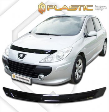 1 679 р. Дефлектор капота (рынок России) CA-Plastic  Peugeot 307  универсал (2005-2008) рестайлинг (Classic черный)  с доставкой в г. Санкт‑Петербург. Увеличить фотографию 1