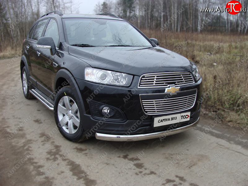 17 749 р. Защита переднего бампера овальная 75х42 мм ТСС тюнинг Chevrolet Captiva 2-ой рестайлинг (2013-2016) (нержавейка)  с доставкой в г. Санкт‑Петербург