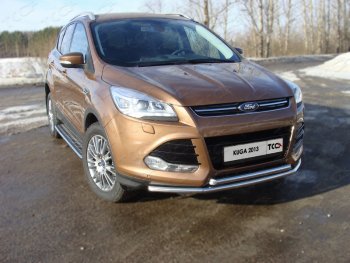 12 999 р. Защита передняя двойная d42,4*42,4 мм ТСС Тюнинг Ford Kuga 2 дорестайлинг (2013-2016) (нержавейка)  с доставкой в г. Санкт‑Петербург. Увеличить фотографию 1