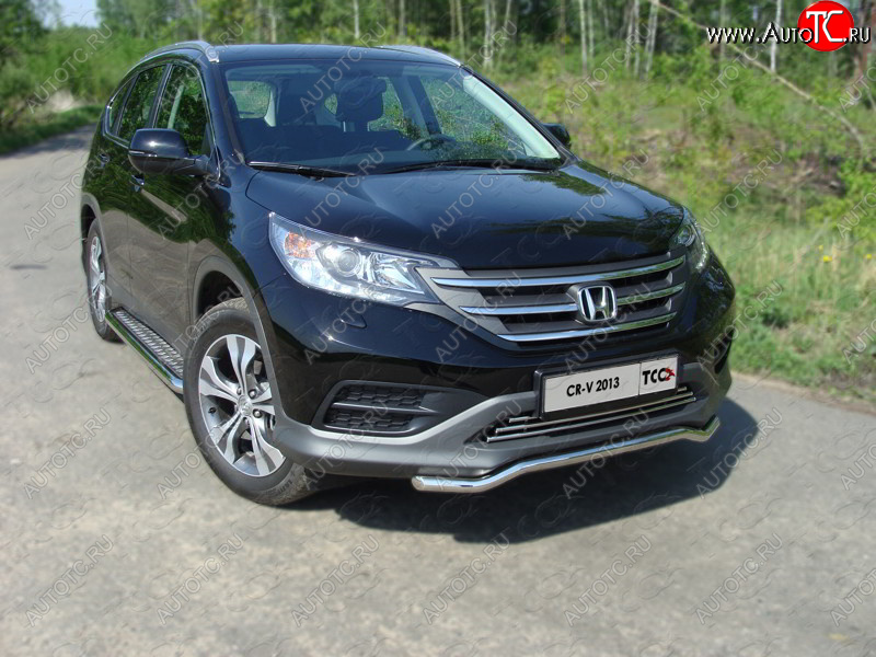 10 949 р. Защита переднего бампера кенгурин короткий d42,4 мм ТСС Тюнинг  Honda CR-V  RM1,RM3,RM4 (2012-2015) (нержавейка)  с доставкой в г. Санкт‑Петербург