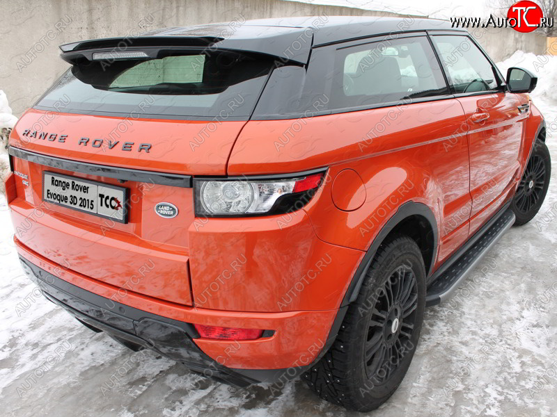 21 349 р. Пороги алюминиевые с пластиковой накладкой ТСС Тюнинг  Land Rover Range Rover Evoque  1 L538 (2015-2018) рестайлинг 3 дв. (карбон серые)  с доставкой в г. Санкт‑Петербург