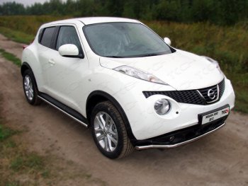 10 949 р. Защита переднего бампера нижняя d42,4 мм ТСС Тюнинг  Nissan Juke  1 YF15 (2010-2014) (нержавейка)  с доставкой в г. Санкт‑Петербург. Увеличить фотографию 1