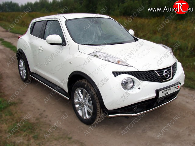 10 949 р. Защита переднего бампера нижняя d42,4 мм ТСС Тюнинг  Nissan Juke  1 YF15 (2010-2014) (нержавейка)  с доставкой в г. Санкт‑Петербург