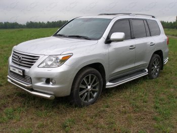 14 449 р. Защита порогов алюминий 42,4 мм, ТСС Тюнинг  Lexus LX570  J200 (2007-2012) дорестайлинг  с доставкой в г. Санкт‑Петербург. Увеличить фотографию 1