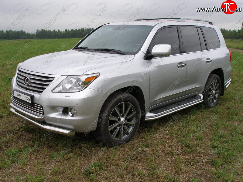 14 449 р. Защита порогов алюминий 42,4 мм, ТСС Тюнинг  Lexus LX570  J200 (2007-2012) дорестайлинг  с доставкой в г. Санкт‑Петербург