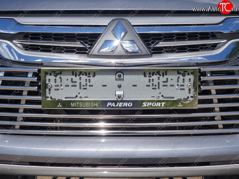 6 249 р. Рамка гос. номера ТСС Тюнинг Mitsubishi Pajero Sport QE дорестайлинг (2015-2021) (нержавейка)  с доставкой в г. Санкт‑Петербург