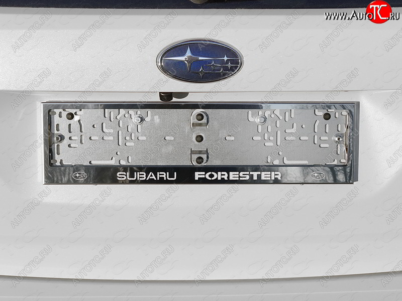 6 199 р. Рамка гос. номера ТСС Тюнинг  Subaru Forester  SK/S14 (2018-2021) (нержавейка)  с доставкой в г. Санкт‑Петербург