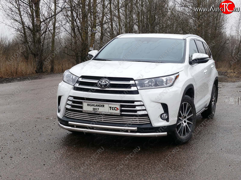 6 249 р. Рамка гос. номера ТСС Тюнинг  Toyota Highlander  XU50 (2016-2020) рестайлинг (нержавейка)  с доставкой в г. Санкт‑Петербург