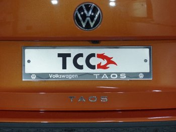 4 999 р. Рамка гос. номера ТСС Тюнинг  Volkswagen Taos (2020-2022) (нержавейка)  с доставкой в г. Санкт‑Петербург. Увеличить фотографию 1