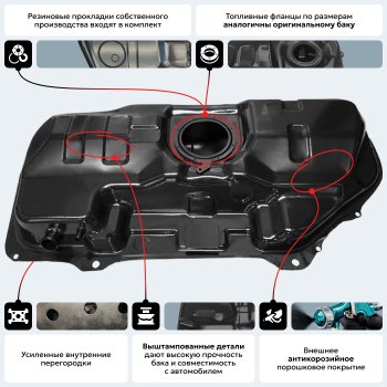 20 349 р. Топливный бак СТАЛЬ (антикоррозия) KIA Rio 2 JB дорестайлинг седан (2005-2009)  с доставкой в г. Санкт‑Петербург. Увеличить фотографию 18