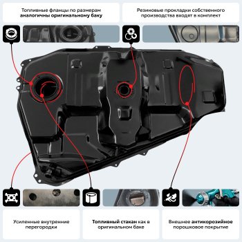 16 999 р. Топливный бак ORKA Toyota Corolla Verso AR10 (2004-2009) (стальной (антикоррозия))  с доставкой в г. Санкт‑Петербург. Увеличить фотографию 18