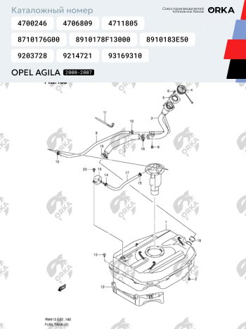 13 999 р. Топливный бак (антикоррозия) сталь ORKA  Suzuki Wagon R  MC22S,VC12S (2000-2002) 1-ый рестайлинг  с доставкой в г. Санкт‑Петербург. Увеличить фотографию 10