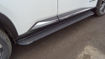 22 499 р. Пороги алюминиевые Slim Line ТСС Тюнинг  Nissan X-trail  4 T33 (2021-2024) дорестайлинг (Black)  с доставкой в г. Санкт‑Петербург. Увеличить фотографию 1