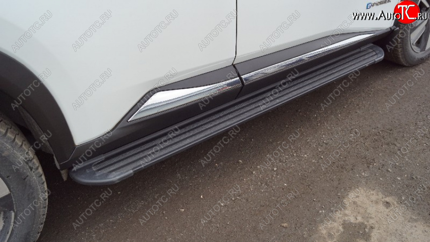 22 499 р. Пороги алюминиевые Slim Line ТСС Тюнинг  Nissan X-trail  4 T33 (2021-2024) дорестайлинг (Black)  с доставкой в г. Санкт‑Петербург