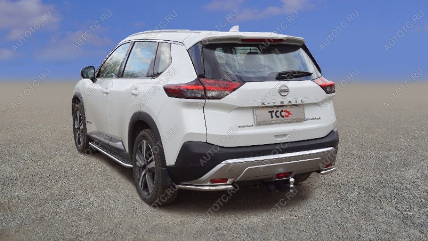 14 899 р. Защита заднего бампера (уголки) d 42,4 мм ТСС Тюнинг  Nissan X-trail  4 T33 (2021-2024) дорестайлинг (нержавейка)  с доставкой в г. Санкт‑Петербург