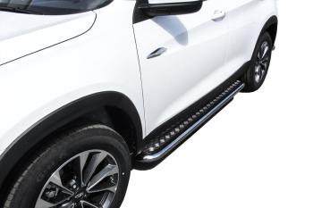 Защита порогов d57 с листом Slitkoff Hyundai Tucson TL рестайлинг (2018-2021) ()