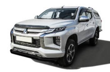 Защита переднего бампера d76+d57 двойная Slitkoff Mitsubishi L200 5 KK,KL рестайлинг (2018-2022) ()