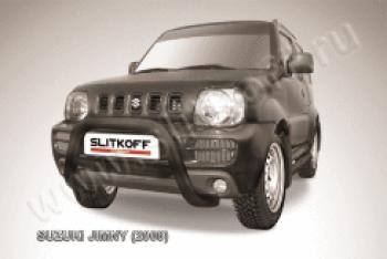 Защита переднего бампера кенгурятник d76 низкий Slitkoff Suzuki (Сузуки) Jimny (Жимни)  JB23/JB43 (1998-2018) JB23/JB43 дорестайлинг, 1-ый рестайлинг, 2-ой рестайлинг