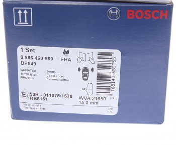 1 269 р. Колодки тормозные передние (4шт.) BOSCH Mitsubishi Lancer 9 2-ой рестайлинг седан (2005-2009)  с доставкой в г. Санкт‑Петербург. Увеличить фотографию 4