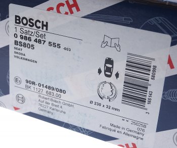 2 869 р. Колодки тормозные задние барабанные 4шт. BOSCH Skoda Octavia Tour A4 1U5 универсал дорестайлинг (1996-2000)  с доставкой в г. Санкт‑Петербург. Увеличить фотографию 4