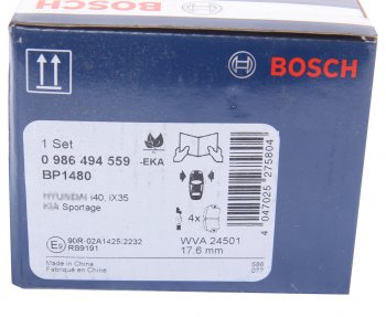 3 299 р. Колодки тормозные передние без отверстий (4шт.) BOSCH Hyundai IX35 LM рестайлинг (2013-2018)  с доставкой в г. Санкт‑Петербург. Увеличить фотографию 4