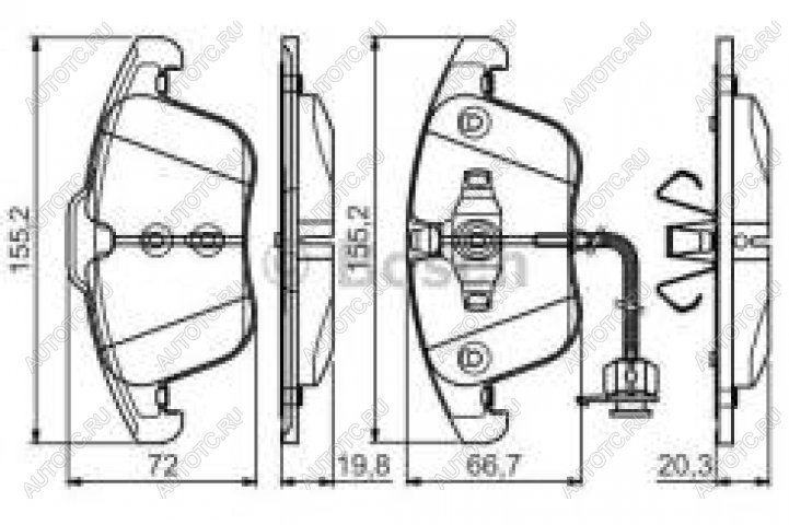 4 199 р. Колодки тормозные передние (4шт.) BOSCH Audi A4 B8 дорестайлинг, седан (2007-2011)  с доставкой в г. Санкт‑Петербург