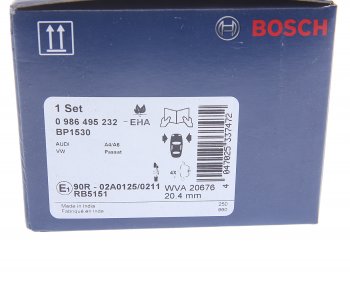 2 899 р. Колодки тормозные передние (4шт.) BOSCH Audi A4 B8 дорестайлинг, седан (2007-2011)  с доставкой в г. Санкт‑Петербург. Увеличить фотографию 4