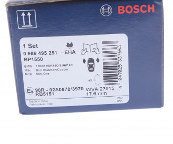 2 859 р. Колодки тормозные передние (4шт.) BOSCH Mini Clubman R55 дорестайлинг (2008-2010)  с доставкой в г. Санкт‑Петербург. Увеличить фотографию 4