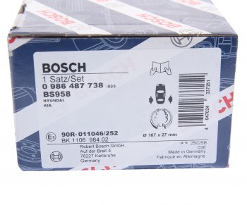 2 099 р. Колодки тормозные задние барабанные 4шт. BOSCH Hyundai Santa Fe SM (2000-2012)  с доставкой в г. Санкт‑Петербург. Увеличить фотографию 4