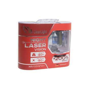 1 049 р. Лампа 12V H7 55W +200% (2шт.) Night Laser Vision CLEARLIGHT FAW Bestune T77 рестайлинг1 (2022-2024)  с доставкой в г. Санкт‑Петербург. Увеличить фотографию 1