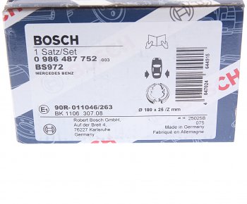 3 279 р. Колодки тормозные задние барабанные (4шт.) BOSCH Mercedes-Benz E-Class W212 дорестайлинг седан (2009-2012)  с доставкой в г. Санкт‑Петербург. Увеличить фотографию 5