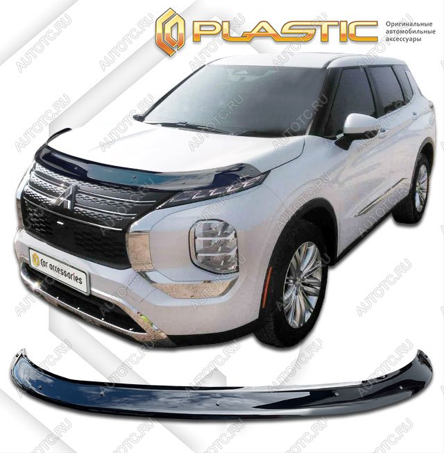 2 799 р. Дефлектор капота (exclusive) CA-Plastic  Mitsubishi Outlander  GF (2018-2022) 3-ий рестайлинг (Classic черный)  с доставкой в г. Санкт‑Петербург