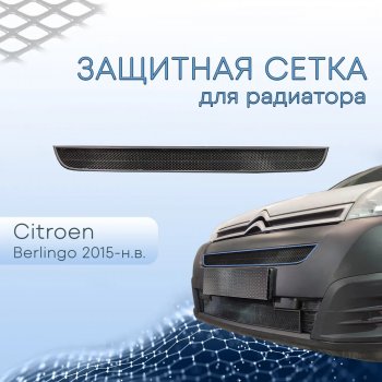 2 999 р. Защитная сетка в бампер (низ, ячейка 3х7 мм) Alfeco Стандарт  CITROEN Berlingo  B9 (2015-2022) (Чёрная)  с доставкой в г. Санкт‑Петербург. Увеличить фотографию 3