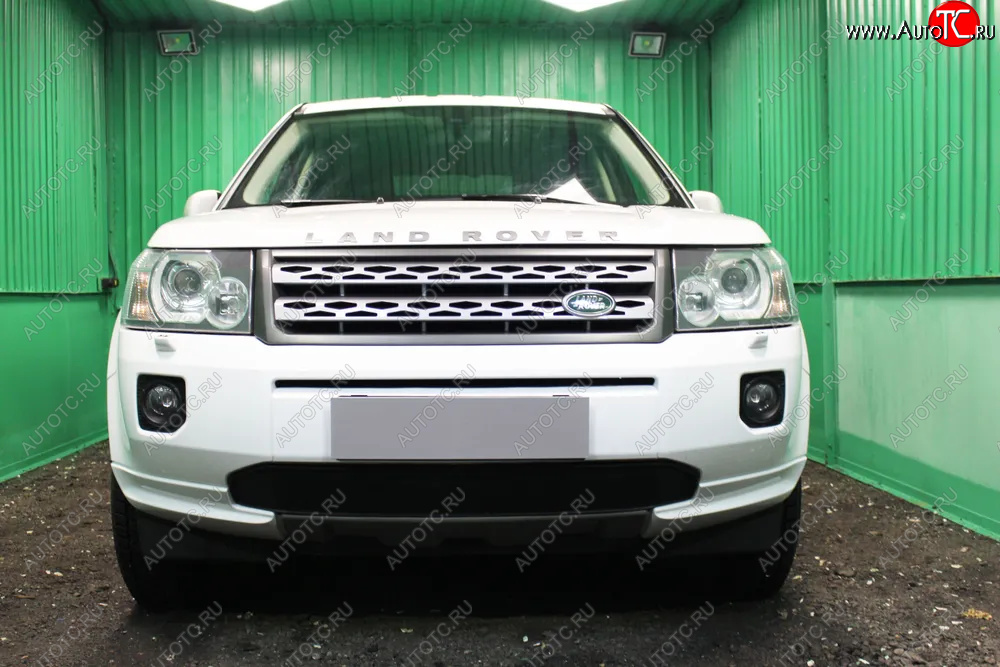 3 199 р. Защитная сетка в бампер (низ, ячейка 3х7 мм) Alfeco Стандарт Land Rover Freelander L359 1-ый рестайлинг (2010-2012) (Чёрная)  с доставкой в г. Санкт‑Петербург