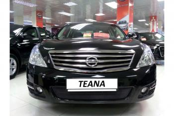 2 589 р. Защита радиатора Стрелка11 Стандарт Nissan Teana 2 J32 дорестайлинг (2008-2011) (черная)  с доставкой в г. Санкт‑Петербург. Увеличить фотографию 1