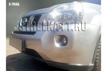 3 399 р. Защита радиатора (низ) Стрелка11 Стандарт  Nissan X-trail  2 T31 (2007-2011) дорестайлинг (черная)  с доставкой в г. Санкт‑Петербург. Увеличить фотографию 2