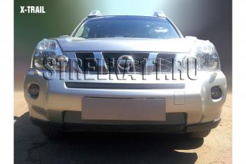 3 589 р. Защита радиатора (низ) Стрелка11 Стандарт  Nissan X-trail  2 T31 (2007-2011) дорестайлинг (хром)  с доставкой в г. Санкт‑Петербург. Увеличить фотографию 1